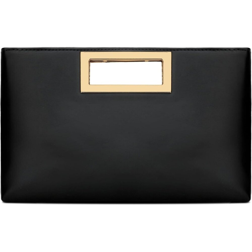 Women’s Black Leather Imported Magnetic Evening Purse Hand Bags - Picture 3 of 7